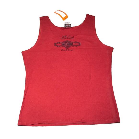 Harley Davidson Tank Top Wom 1X Red Orange Eagle Rhinestone 2007 Killer Creek GA - Picture 3 of 13